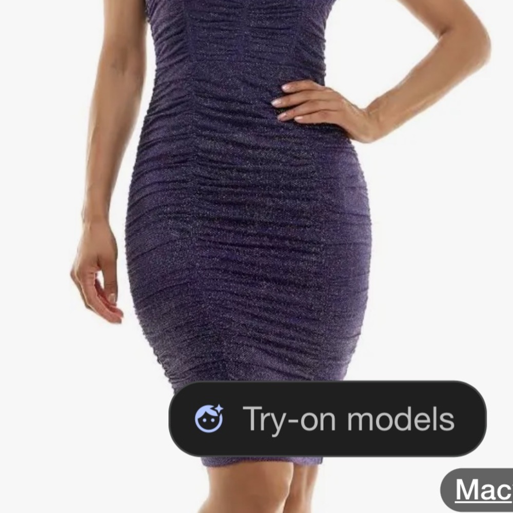 Elegant Purple Ruched Dress NEW